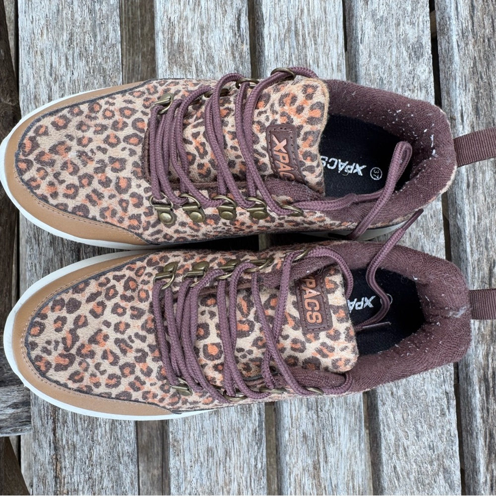 XPACS Leopard Print Platform Sneakers | Women’s Size 7 | Plush Lined CasualShoes